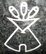 Engraved Emblem Cemetery Headstone Design 694--Native American Church of North America Insignia on Blue Pearl Granite