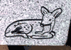 Engraved Fawn Cemetery Headstone Design 304 on G633 Gray Granite