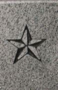 Engraved Five-Point Star Cemetery Headstone Design 1369 on Gray Granite