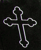 Engraved Fleur Style Cross Cemetery Memorial Design D--114 on Black Granite