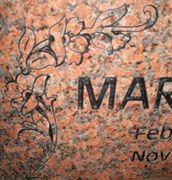 Engraved Floral Headstone Design 1208 on Marble Red Granite