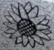 Engraved Floral Headstone Design 1219--Sunflower on Gray Granite Engraved Floral Headstone Design 1219--Sunflower on Gray Granite