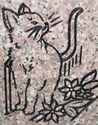 Engraved Garden Cat Cemetery Headstone Design 273 on Anxi Granite