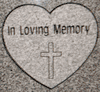 Engraved Heart Shaped Epitaph Box Headstone Design 1673 on Gray Granite