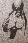 Engraved Horse Headstone Design 359 on Gray Granite