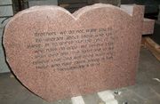 Engraved HS2 China Pink Upright Carved Cross and Heart Memorial Back View