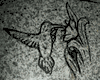 Engraved Hummingbird and Flower Cemetery Headstone Design 244 on G614 Gray Granite