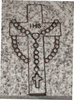 Engraved IHS Cross with Rosary Cemetery Headstone Design 599 on G614 Gray Granite