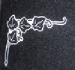  Engraved Ivy Leaves Cemetery Memorial Design D-43 on Jet Black Granite