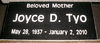 Engraved Jet Black Basic 16x8x4 Cemetery Headstone
