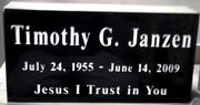 engraved jet black cemetery marker