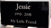 engraved jet black funeral marker