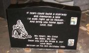 Engraved Jet Black Granite P-01-02 Upright Monument Back View