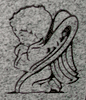 Engraved Kneeling Infant Angel Cemetery Headstone Design 173 on Gray Engraved Kneeling Infant Angel Cemetery Headstone Design 173 on Gray