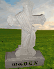 Engraved LSX_A14 Blanco Carro Cross Upright Grave Monument