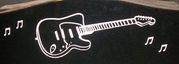 Engraved Musical Headstone Design 2009--Electric Guitar and Notes on Black Granite