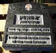  Engraved N-01 Custom Out-Carved Blue Pearl Upright Memorial