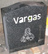 Engraved N-01 G654 Upright Funeral Monument Back View Engraved N-01 G654 Upright Funeral Monument Back View