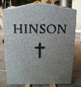 Engraved N-02 Gray Granite Memorial Back View