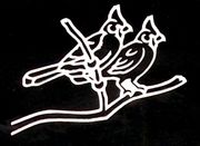 Engraved Pair of Cardinals Cemetery Headstone Design 197 on Black Granite