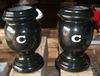 Engraved Pair of Jet Black Granite Turned Style Vases Engraved Pair of Jet Black Granite Turned Style Vases