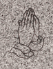 Engraved Pair of Praying Hands Cemetery Headstone Design D-58 on G633 Gray Granite Engraved Pair of Praying Hands Cemetery Headstone Design D-58 on G633 Gray Granite