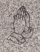 Engraved Pair of Praying Hands Cemetery Headstone Design D-58 on G633 Gray Granite