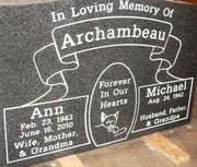Engraved Panel Headstone Design 1651 on G654 Dark Gray Granite
