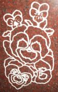 Engraved Pansy Cemetery Headstone Design 1640 on India Red Granite