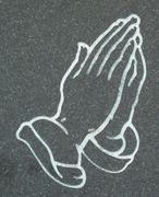 Engraved Praying Hands Cemetery Headstone Design D-60 on G654 Granite