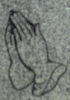 Engraved Praying Hands Cemetery Headstone Design D-60 on Gray Granite