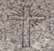 Engraved Rays of Light Cross Cemetery Headstone Design 597 on Gray Granite