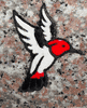 Engraved Red and White Hummingbird Cemetery Headstone Design 248