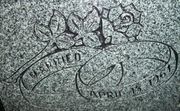 Engraved Rose and Rings Cemetery Headstone Design 1066 on Gray Granite 