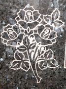 Engraved Rose Bouquet Cemetery Headstone Design 1139 on Blue Pearl Granite