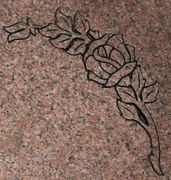 Engraved Rose Funeral Memorial Design 1127 on China Pink Granite