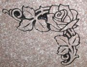 Engraved Rose Garland Floral Cemetery Headstone Design 1088 on Anxi Granite