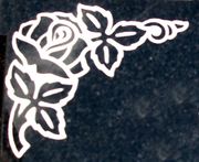 Engraved Rose in Full Bloom Cemetery Headstone Design 1082 on Black Granite Engraved Rose in Full Bloom Cemetery Headstone Design 1082 on Black Granite