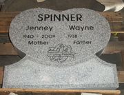 Engraved SH-01 G614 Gray Granite Carved Heart Upright Companion Monument