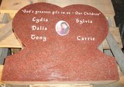 Engraved SH-01 India Red Granite Carved Heart Memorial Back View