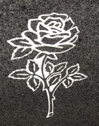 Engraved Single Long Stemmed Rose Cemetery Headstone Design 1075 on G654 Dark Gray Granite 