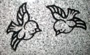 Engraved Soaring Bird Cemetery Headstone Design 185 on Gray Granite