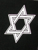 Engraved Star of David Cemetery Headstone Design 685 on Jet Black Granite
