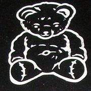 Engraved Teddy Bear Cemetery Headstone Design 888 on Black Granite
