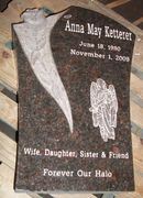 Engraved TF-A17 Carved Flower Upright Headstone in Night Rose Granite