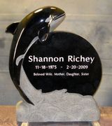 Engraved TF-A26 Killer Whale Jet Black Upright Funeral Memorial