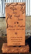 Engraved TF-A30 Sandstone Memorial Monument with Carved Flowers