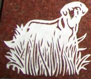 Engraved "The Hunter" Cemetery Headstone Design 312 on India Red Engraved "The Hunter" Cemetery Headstone Design 312 on India Red