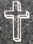 Engraved Three Dimensional Cross Cemetery Headstone Design 521 on Blue Pearl Granite 