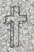 Engraved Three Dimensional Cross Cemetery Headstone Design 521 on Gray Granite
